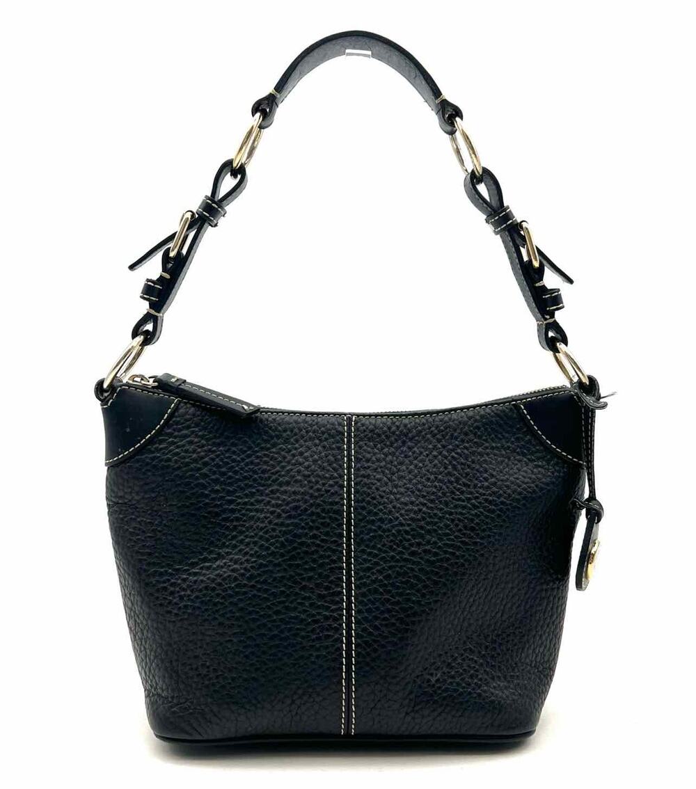 Dooney & Bourke Black Buckle Pebbled Leather AS IS Designer Shoulder Bag